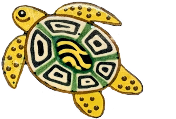Casa Tortuga logo: a yellow and green sea turtle